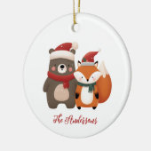 Kerstmis/Winter Lieve Beer & Vos Keramisch Ornament (Links)
