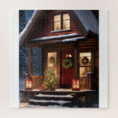 KERSTMIS WINTER LOG CABINE LEGPUZZEL (Verticaal)