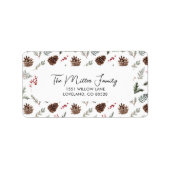 Kerstmis Winter Pine en Holly Retouradres Etiket (Voorkant)