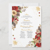 Kerstmis Winter Poinsettia Rood Goud Quinceanera Kaart (Achterkant)