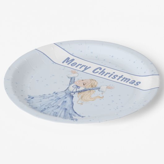 Kerstmis Winter Prinses Meisjes Papieren Bordje (Gekanteld)