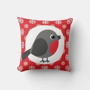 Kerstmis / Winter Robin Sneeuwvlokken Rood Kussen