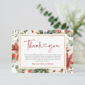 Kerstmis Winter Rood Groen Goud Bruiloft Bedankkaart (Staand voorkant)