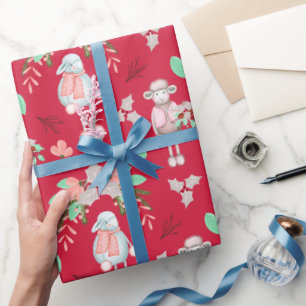 Kerstmis Winter Schaap Cadeaupapier