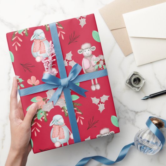 Kerstmis Winter Schaap Cadeaupapier (Geschenken)
