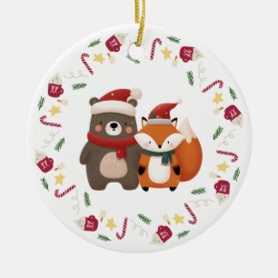 Kerstmis/Winter Schattige Beer & Vos Keramisch Ornament