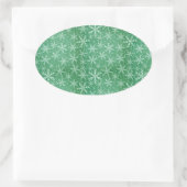 Kerstmis Winter Sneeuw Sneeuwvlokken Vallen Groen Ovale Sticker (Tas)