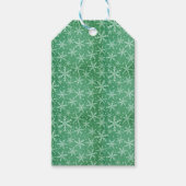 Kerstmis Winter Sneeuw Sneeuwvlokken Vallend Groen Cadeaulabel (Voorkant)