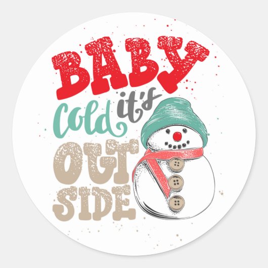 Kerstmis Winter Sneeuwman Sticker (Voorkant)
