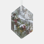Kerstmis Winter Sneeuwvink Glas Ornament (Voorkant links)