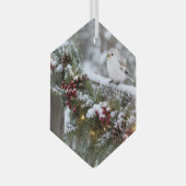 Kerstmis Winter Sneeuwvink Glas Ornament (Voorkant Rechts)