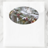 Kerstmis Winter Sneeuwvink Ovale Sticker (Tas)