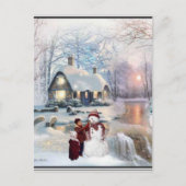 Kerstmis: Winter Snowman Scene Briefkaart (Voorkant)