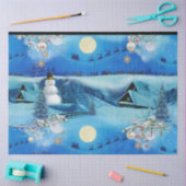 Kerstmis Winter Vakantie Viering met een sneeuwpop Tissuepapier (Craft)