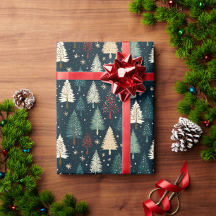 Kerstmis Winter Woud Donker Patroon Cadeaus Cadeaupapier
