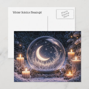Kerstmis Winter Zonnewende Kaarsen en Maan Kristal Feestdagenkaart