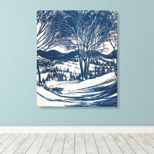 Kerstmis, winterberglandschap canvas afdruk