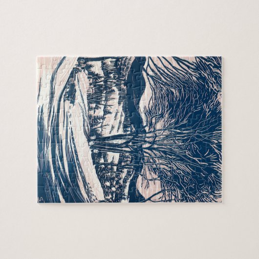 Kerstmis, winterberglandschap legpuzzel (Horizontaal)