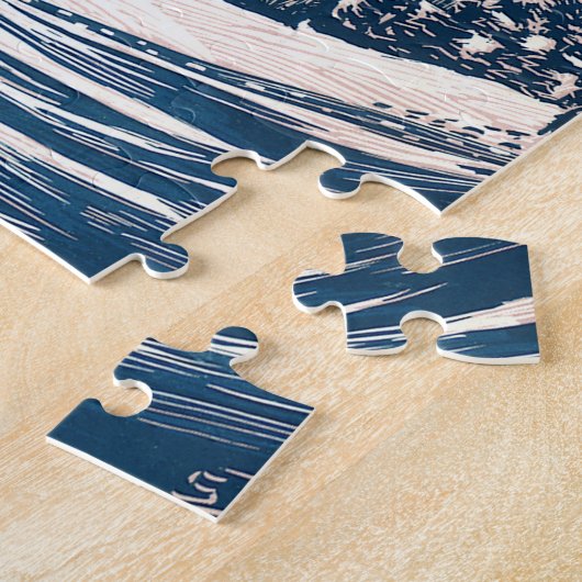 Kerstmis, winterberglandschap legpuzzel (Zijkant)