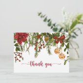 Kerstmis, Winterbessen, Kerstmis Holly Dank u Bedankkaart (Staand voorkant)