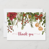 Kerstmis, Winterbessen, Kerstmis Holly Dank u Bedankkaart (Voorkant)