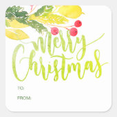 Kerstmis Winterbessen Naar en Van Vierkante Sticker (Voorkant)
