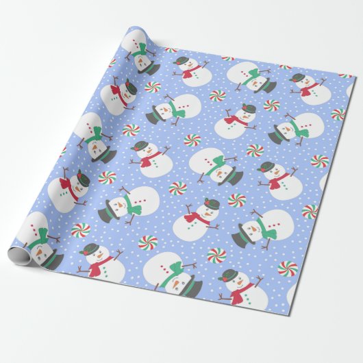 Kerstmis winterblauw cadeaupapier (Uitgerold)