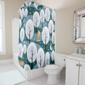 Kerstmis Winterbos: Dieren Naadloos Patroon Douchegordijn (In situ)