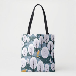Kerstmis Winterbos: Dieren Naadloos Patroon Tote Bag