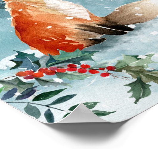 Kerstmis, winterbos, vossenPoster Poster (Hoek)