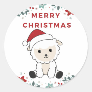 Kerstmis winterdieren Klassieke ronde Ronde Sticker