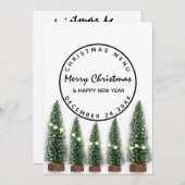 Kerstmis winterfeestdag lichte groene boom menu (Voorkant / Achterkant)
