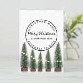 Kerstmis winterfeestdag lichte groene boom menu (Staand voorkant)