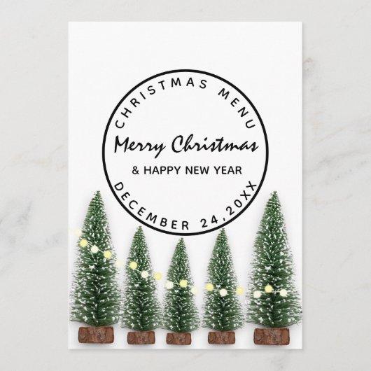 Kerstmis winterfeestdag lichte groene boom menu (Voorkant)