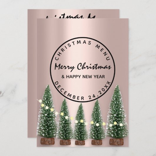 Kerstmis winterfeestdag lichtgroen Roos Menu (Voorkant / Achterkant)