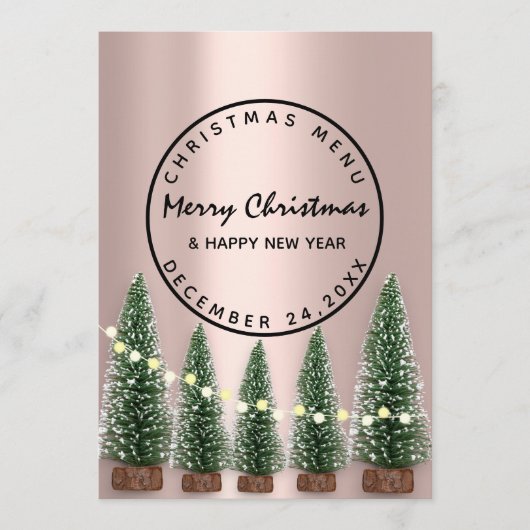 Kerstmis winterfeestdag lichtgroen Roos Menu (Voorkant)