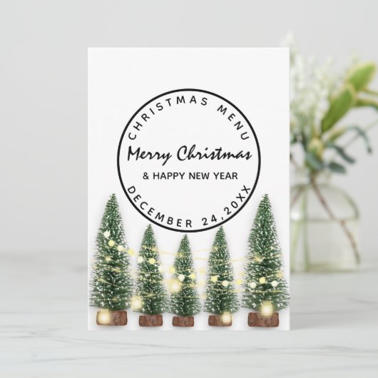 Kerstmis winterfeestdag lichtgroen Wit Menu (Staand voorkant)