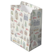 Kerstmis Winterhuizen Inpakpapier Medium Cadeauzakje (Voorkant Gekanteld)