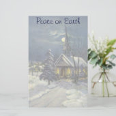 Kerstmis, winterkerk in sneeuw met maan briefpapier (Staand voorkant)