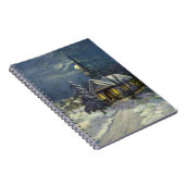 Kerstmis, winterkerk in sneeuw met maan notitieboek (Rechterzijde)