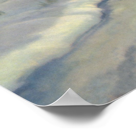 Kerstmis, winterkerk in sneeuw met maan poster (Hoek)