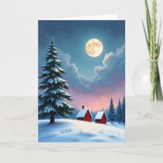 Kerstmis Wintermaan Kerst Kaart (Voorkant)