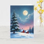 Kerstmis Wintermaan Kerst Kaart (Gele Bloem)