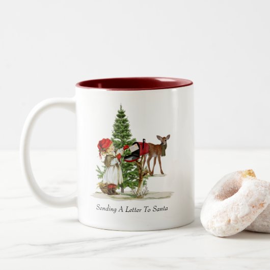 Kerstmis/WinterMok Tweekleurige Koffiemok (Met donut)