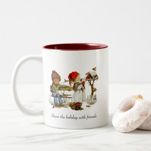 Kerstmis/WinterMok Tweekleurige Koffiemok (Met donut)