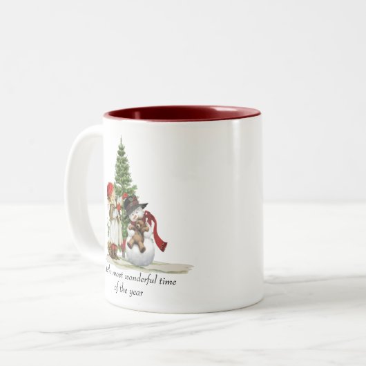 Kerstmis/WinterMok Tweekleurige Koffiemok (Voorkant links)