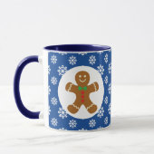 Kerstmis / Winterontbijtbrood Man Snowflakes Blue Mok (Links)