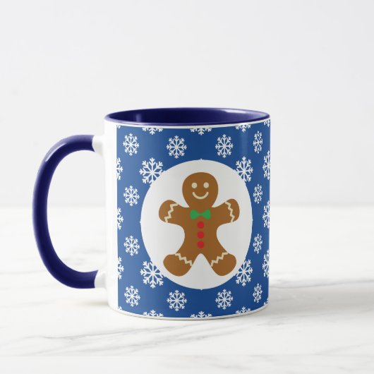 Kerstmis / Winterontbijtbrood Man Snowflakes Blue Mok (Links)