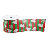 Kerstmis, winterse Petten en sneeuwvlokken rood Satijnen Lint (Spoel)