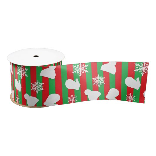 Kerstmis, winterse Petten en sneeuwvlokken rood Satijnen Lint (Spoel)